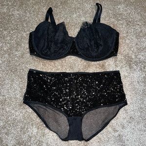 Stunning Unlined Lace and Sequin Bra and Panty Set BOGO-READ DESCRIPTION